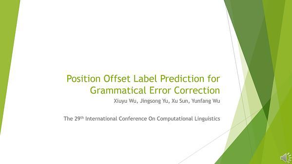 Position Offset Label Prediction for Grammatical Error Correction
