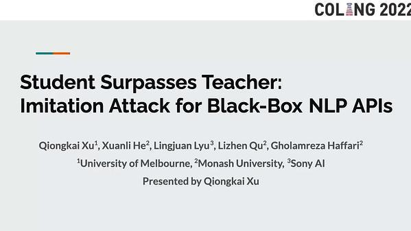 Student Surpasses Teacher: Imitation Attack for Black-Box NLP APIs
