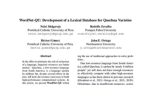 WordNet-QU: Development of a Lexical Database for Quechua Varieties