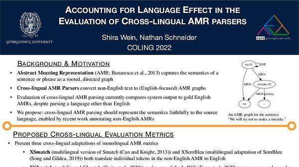 Accounting for Language Effect in the Evaluation of Cross-lingual AMR Parsers