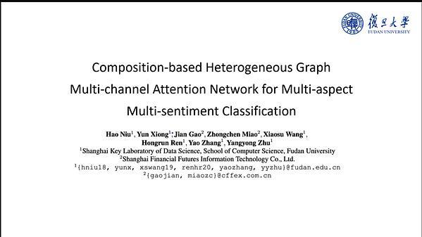 Composition-based Heterogeneous Graph Multi-channel Attention Network for Multi-aspect Multi-sentiment Classification