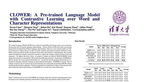 CLOWER: A Pre-trained Language Model with Contrastive Learning over Word and Character Representations