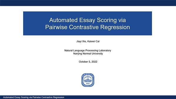 Automated Essay Scoring via Pairwise Contrastive Regression