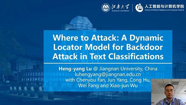 Where to Attack: A Dynamic Locator Model for Backdoor Attack in Text Classifications