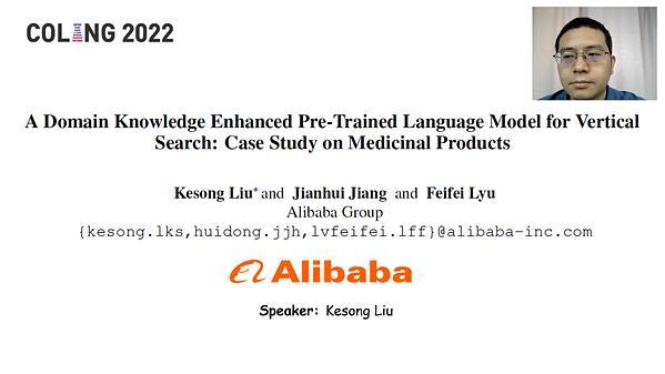 A Domain Knowledge Enhanced Pre-Trained Language Model for Vertical Search: Case Study on Medicinal Products