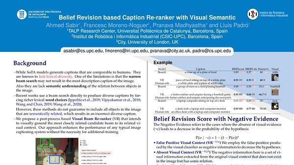 Belief Revision based Caption Re-ranker with Visual Semantic Information