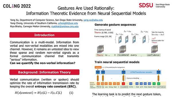 Gestures Are Used Rationally: Information Theoretic Evidence from Neural Sequential Models