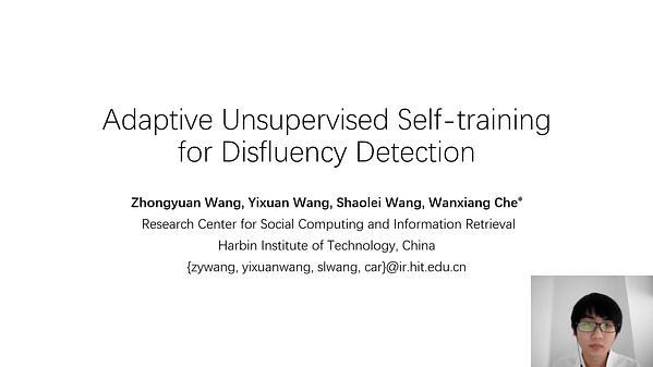 Adaptive Unsupervised Self-training for Disfluency Detection