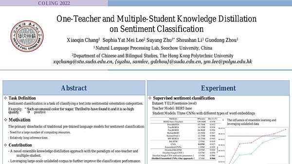 One-Teacher and Multiple-Student Knowledge Distillation on Sentiment Classification