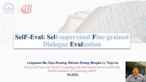 SelF-Eval: Self-supervised Fine-grained Dialogue Evaluation