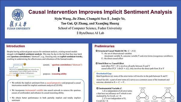 Causal Intervention Improves Implicit Sentiment Analysis