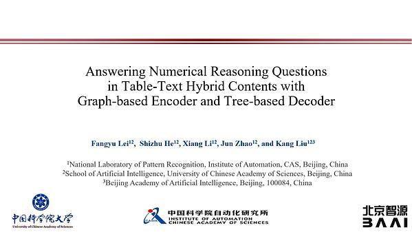Answering Numerical Reasoning Questions in Table-Text Hybrid Contents with Graph-based Encoder and Tree-based Decoder