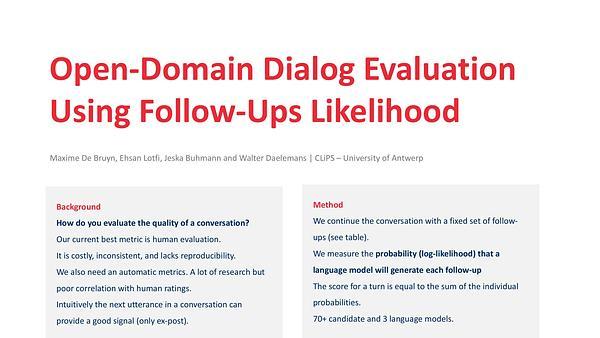 Open-Domain Dialog Evaluation using Follow-Ups Likelihood