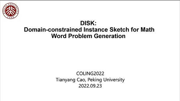 DISK: Domain-constrained Instance Sketch for Math Word Problem Generation