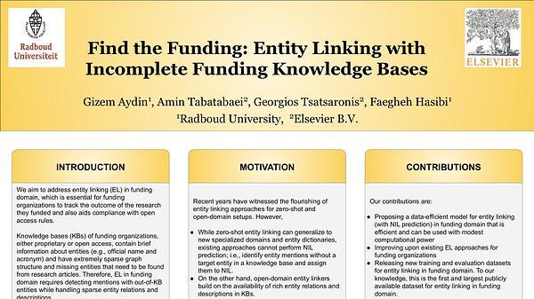 Find the Funding: Entity Linking with Incomplete Funding Knowledge Bases