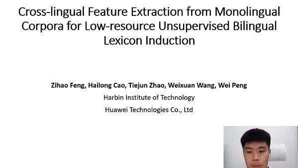 Cross-lingual Feature Extraction from Monolingual Corpora for Low-resource Unsupervised Bilingual Lexicon Induction