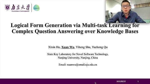 Logical Form Generation via Multi-task Learning for Complex Question Answering over Knowledge Bases