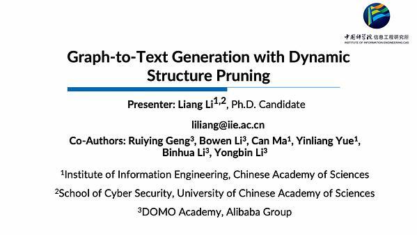 Graph-to-Text Generation with Dynamic Structure Pruning