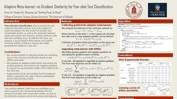 Adaptive Meta-learner via Gradient Similarity for Few-shot Text Classification