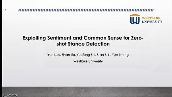 Exploiting Sentiment and Common Sense for Zero-shot Stance Detection