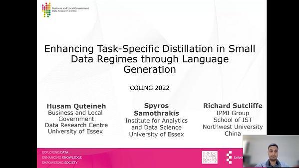 Enhancing Task-Specific Distillation in Small Data Regimes through Language Generation