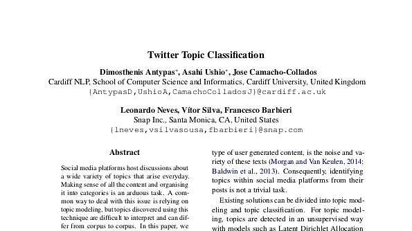 Twitter Topic Classification