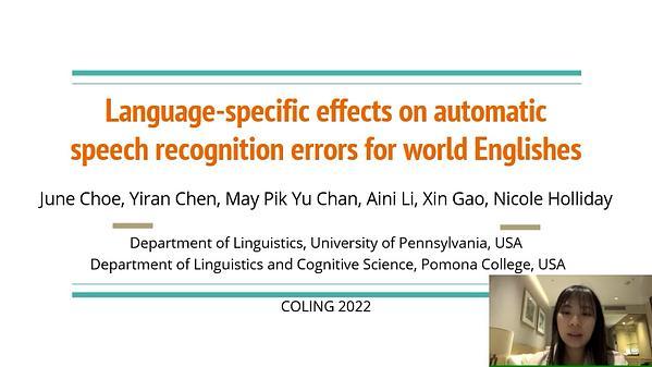 Language-specific Effects on Automatic Speech Recognition Errors for World Englishes