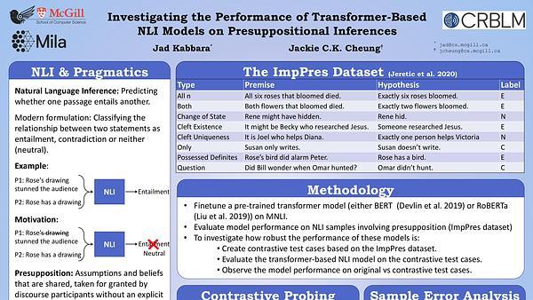 Investigating the Performance of Transformer-Based NLI Models on Presuppositional Inferences