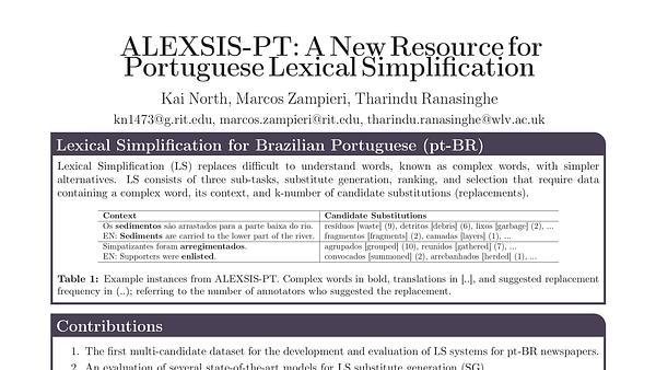 ALEXSIS-PT: A New Resource for Portuguese Lexical Simplification