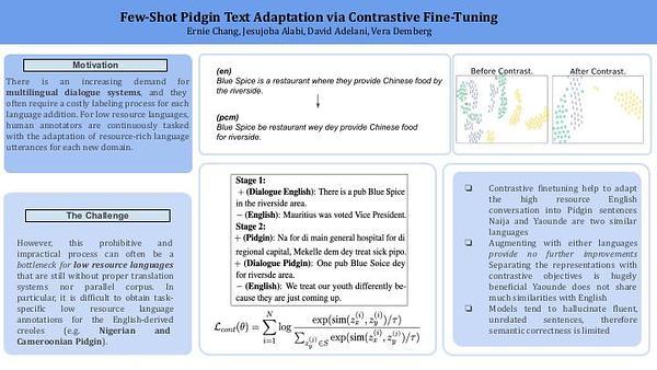 Few-Shot Pidgin Text Adaptation via Contrastive Fine-Tuning