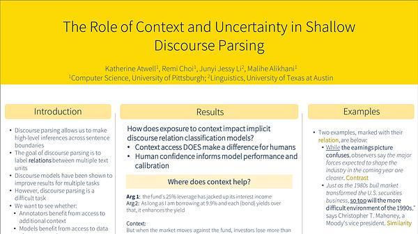 The Role of Context and Uncertainty in Shallow Discourse Parsing
