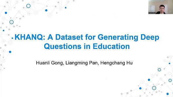KHANQ: A Dataset for Generating Deep Questions in Education