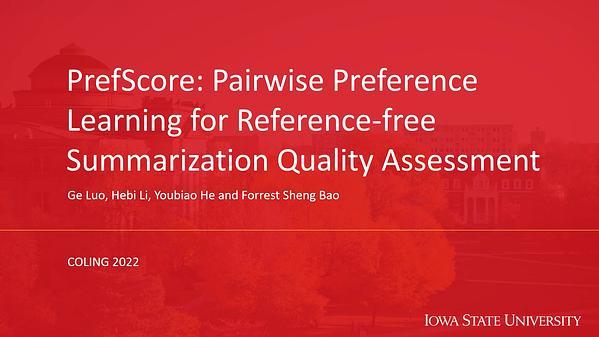 Reference-free Summarization Quality Assessment
