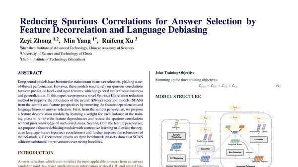 Reducing Spurious Correlations for Answer Selection by Feature Decorrelation and Language Debiasing