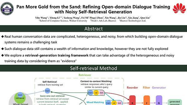 Pan More Gold from the Sand: Refining Open-domain Dialogue Training with Noisy Self-Retrieval Generation