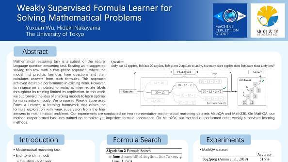 Weakly Supervised Formula Learner for Solving Mathematical Problems