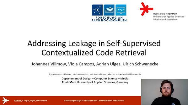 Addressing Leakage in Self-Supervised Contextualized Code Retrieval
