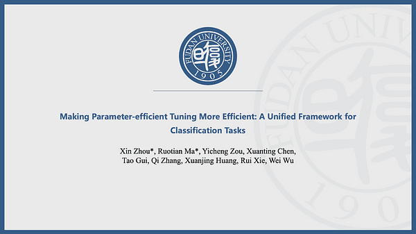Making Parameter-efficient Tuning More Efficient: A Unified Framework for Classification Tasks
