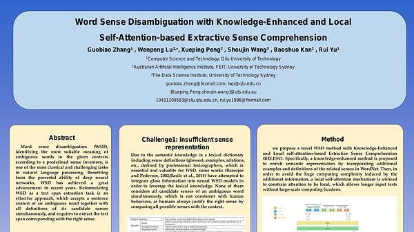 Word Sense Disambiguation with Knowledge-Enhanced and Local Self-Attention-based Extractive Sense Comprehension