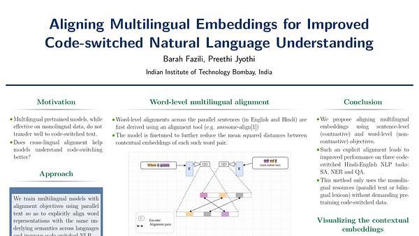 Aligning Multilingual Embeddings for Improved Code-switched Natural Language Understanding