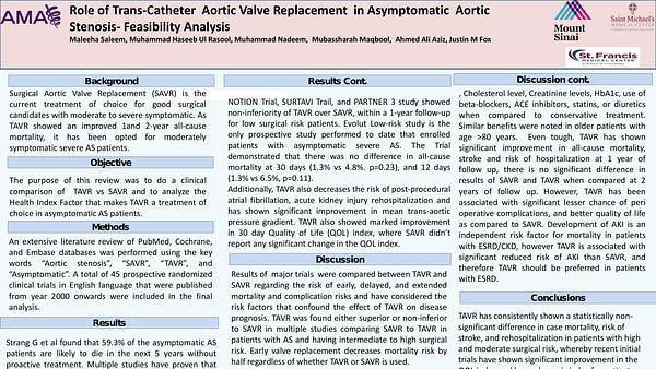 Role of Trans-Catheter Aortic Valve Replacement in Asymptomatic Aortic Stenosis- Feasibility Analysis