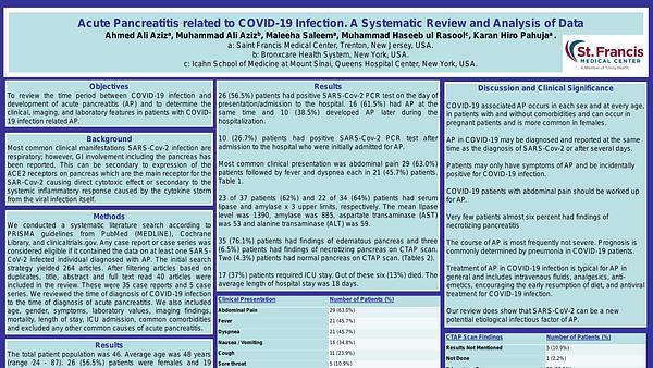 Acute Pancreatitis related to COVID-19 Infection. A Systematic Review and Analysis of Data.