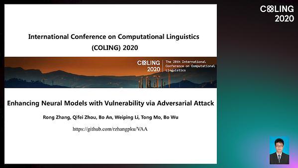 Enhancing Neural Models with Vulnerability via Adversarial Attack