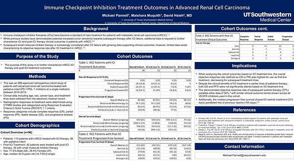 Immune Checkpoint Inhibition Treatment Outcomes in Advanced Renal Cell Carcinoma