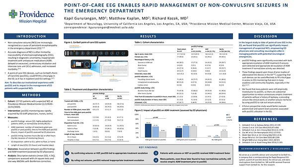 Point-of-Care EEG Enables Rapid Management of Non-Convulsive Seizures in the Emergency Department
