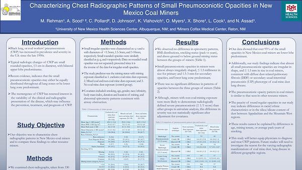 Characterizing Chest Radiographic Patterns of Regular, Primary, & Small Pneumoconiotic Opacities in New Mexico Coal Miners