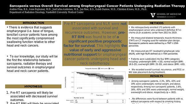Association between sarcopenia and overall survival among oropharyngeal cancer patients undergoing radiation therapy