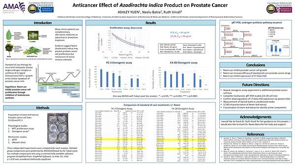 Anticancer Effect of Azadirachta Indica Products on Prostate Cancer