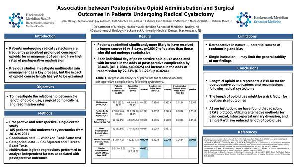 Association between Postoperative Opioid Administration and Surgical Outcomes in Patients Undergoing Radical Cystectomy