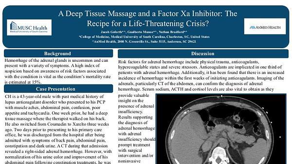 A Deep Tissue Massage and a Factor Xa Inhibitor: The Recipe for a Life-Threatening Crisis?